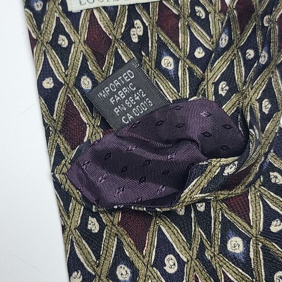 Louis Roth Men's Geometric Silk Tie Purple Navy Burgundy Gold - Picture 5 of 5